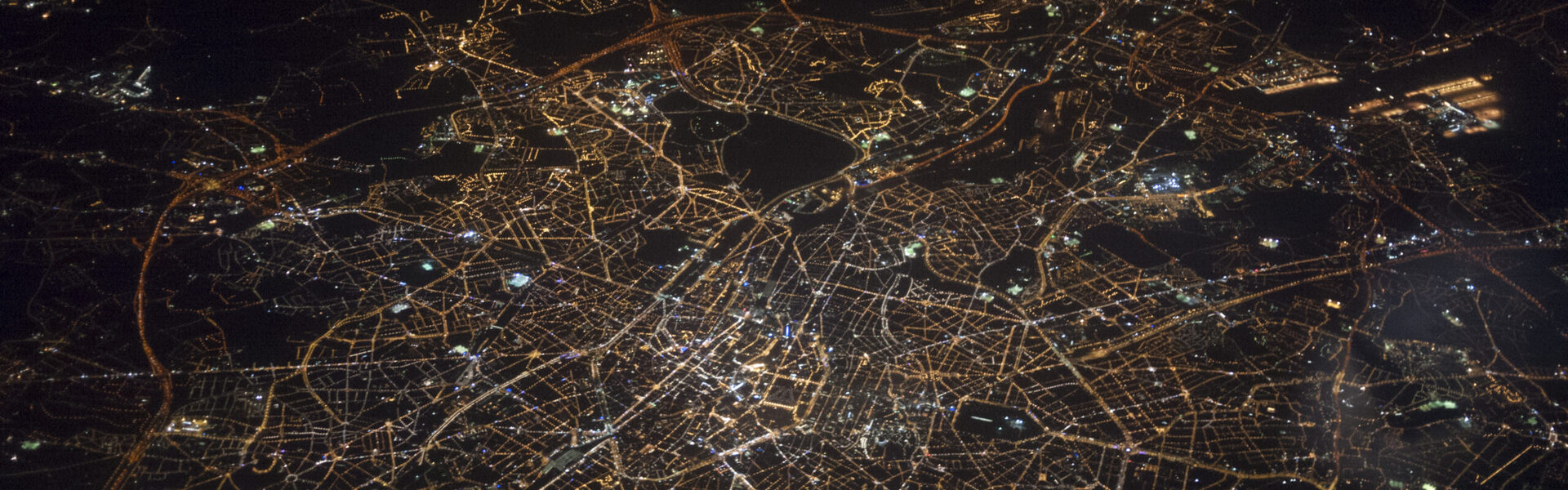 Aerial view of Brussels at night